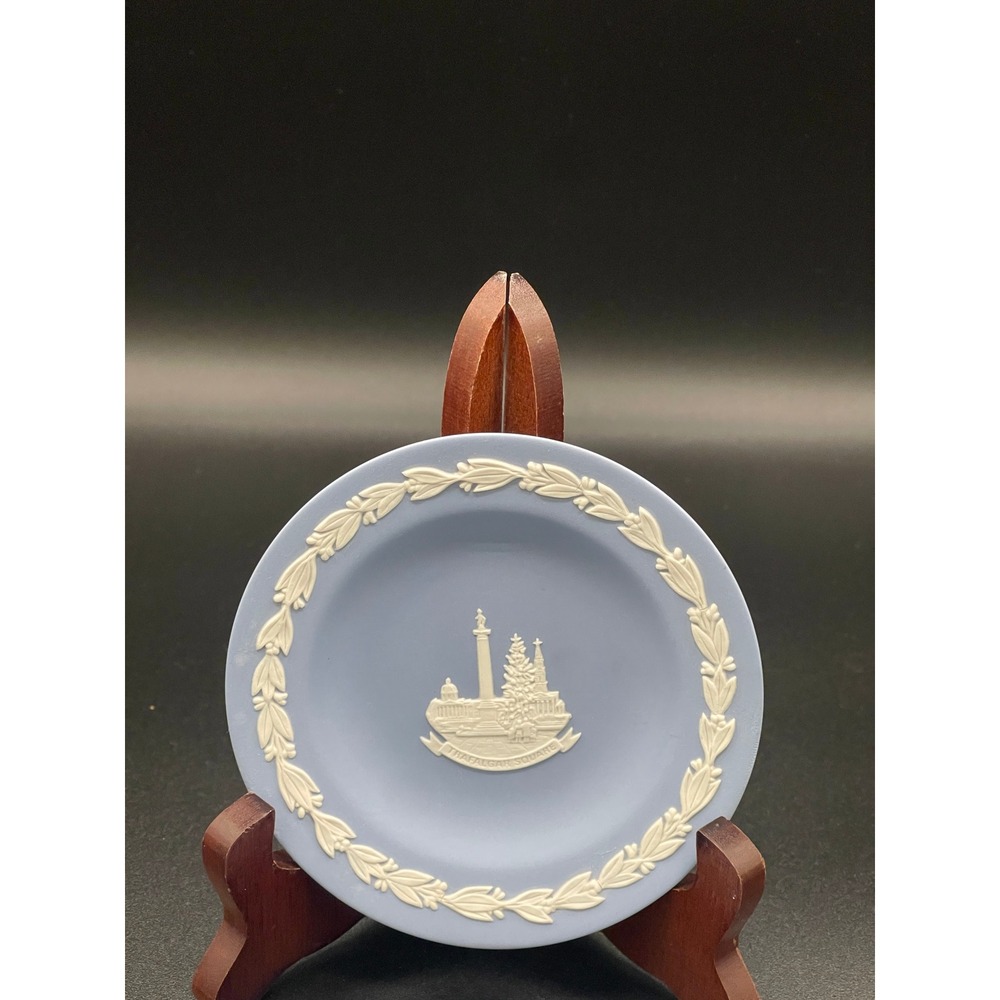 Wedgwood Blue Jasperware Trafalgar Square Mini Plates Set of 2 Made in England